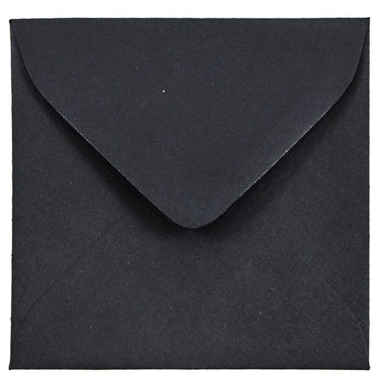 JAM Paper 3" Square Black Linen Invitation Envelopes, 25ct.